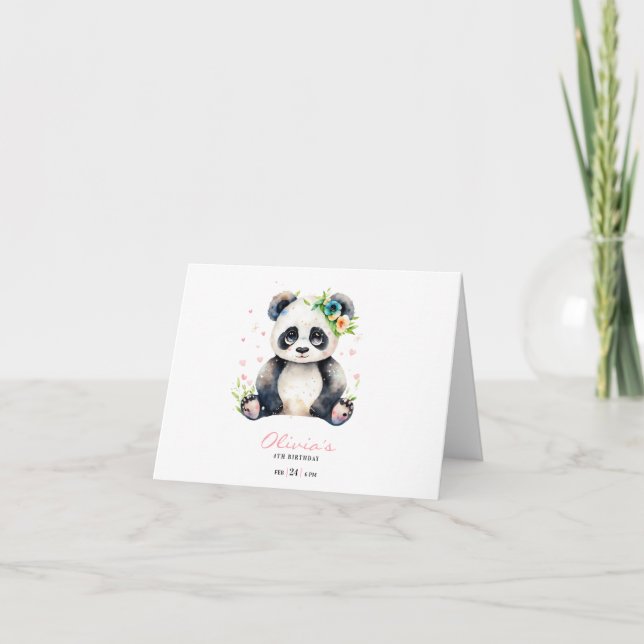 Invitación de cumpleaños de panda, cumpleaños de n (Anverso)