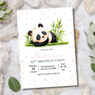 Invitación de cumpleaños de panda, cumpleaños de n