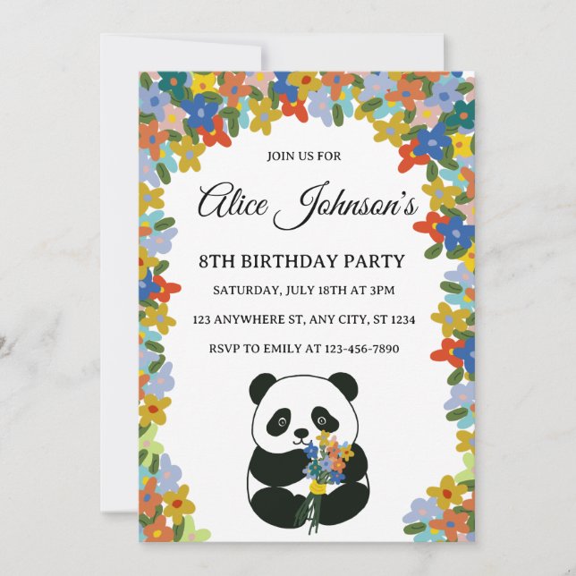Invitación de cumpleaños de Panda, Cumpleaños de P (Anverso)