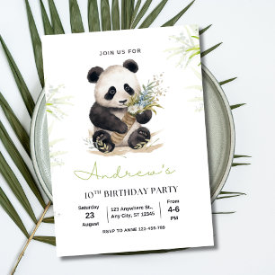 Invitación de cumpleaños de panda, fiesta de cumpl