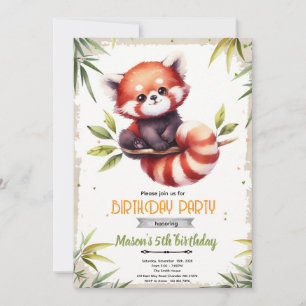 Invitación de cumpleaños de Panda Rojo