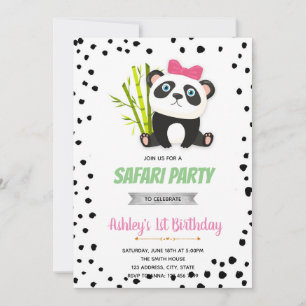 Invitación de cumpleaños de panda rosa
