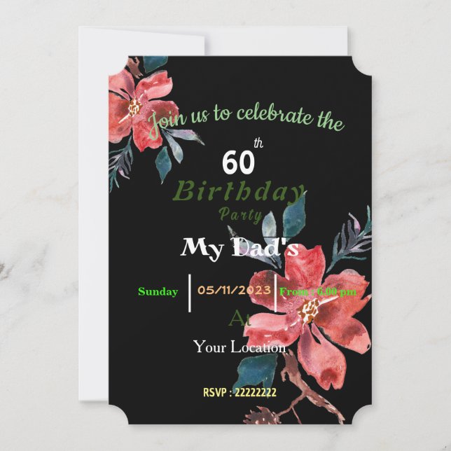 Invitación de cumpleaños de papá (Anverso)