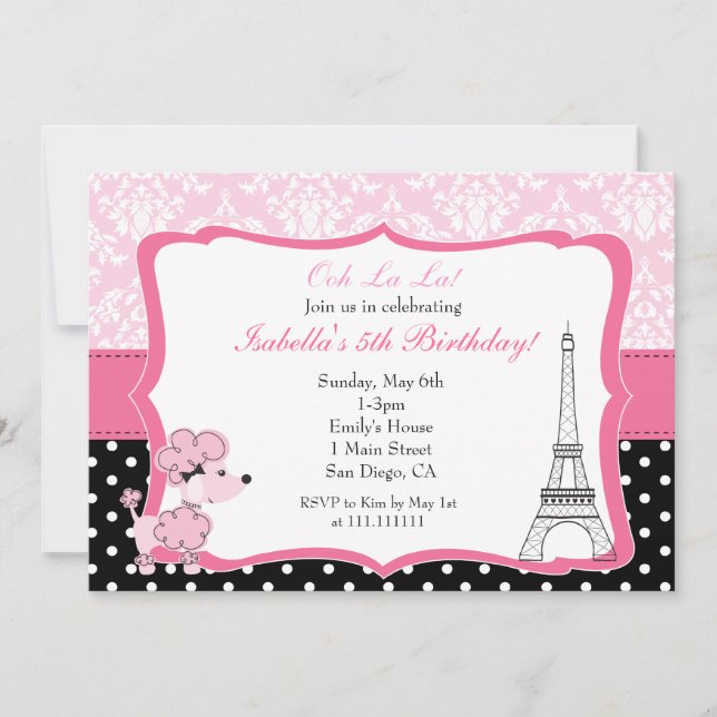 Invitación de cumpleaños de París (Anverso)