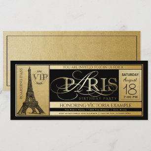 Invitación de cumpleaños de París en Ticket de Inv