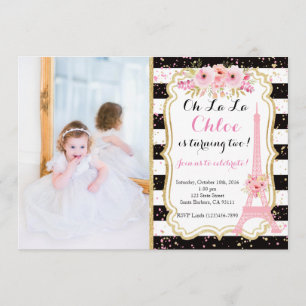 Invitación de cumpleaños de París Torre Eiffel