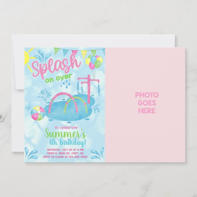 Invitación de cumpleaños de parque acuático con al (Anverso)
