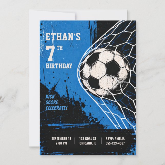Invitación de cumpleaños de partido de fútbol (Anverso)