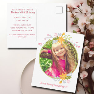Invitación de cumpleaños de Pascua para niña con f