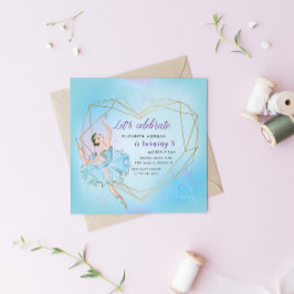 Invitación de cumpleaños de Pastel Blue Bonito Bal
