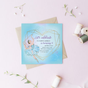 Invitación de cumpleaños de Pastel Blue Bonito Bal