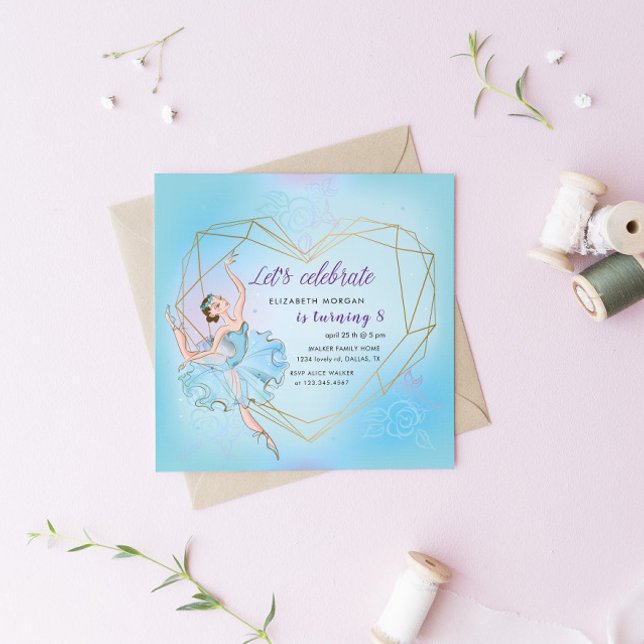 Invitación de cumpleaños de Pastel Blue Bonito Bal (Subido por el creador)