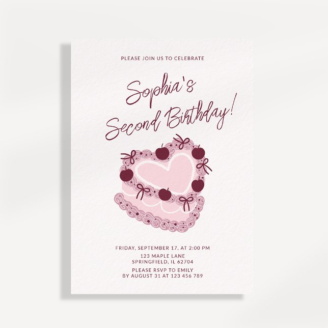 Invitación de cumpleaños de pastel de cereza vinta (Subido por el creador)