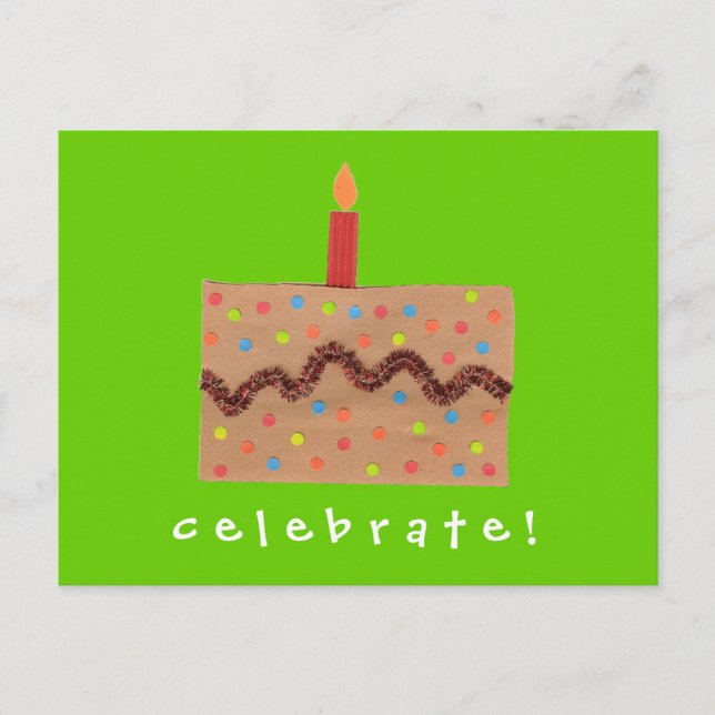 Invitación de cumpleaños de pastel de confeti (Anverso)