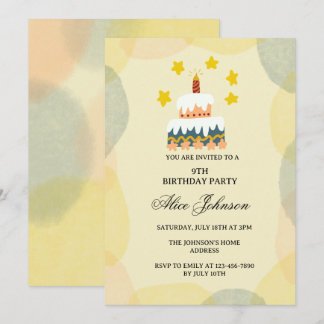 Invitación de cumpleaños de pastel de cumpleaños d