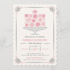 Invitación de cumpleaños de pastel de flores de en