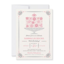 Invitación de cumpleaños de pastel de flores de en