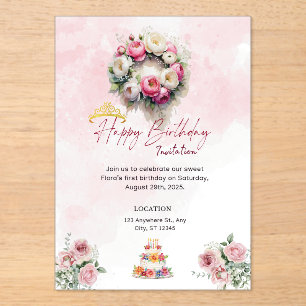 Invitación de cumpleaños de Pastel Princess 15 Qui