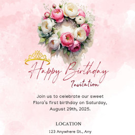 Invitación de cumpleaños de Pastel Princess 15 Qui