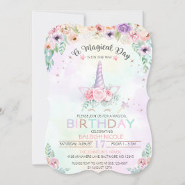 Invitación de cumpleaños de Pastel Rainbow Unicorn