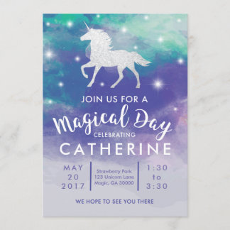 Invitación de cumpleaños de Pastel Unicornio