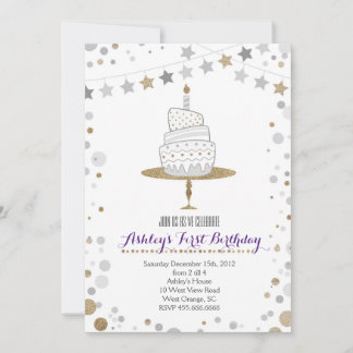 Invitación de cumpleaños de pastelería Purpurina G