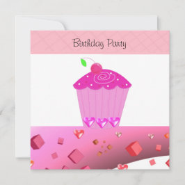 Invitación de cumpleaños de pastelito rosa