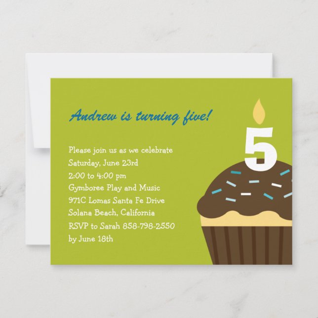 Invitación de cumpleaños de pastelitos - Lime (Anverso)