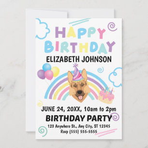 Invitación de Cumpleaños de Pastor Alemán