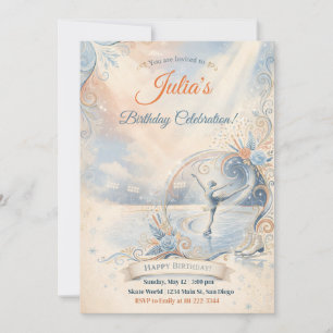 Invitación de cumpleaños de patinaje sobre hielo  