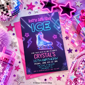 Invitación de cumpleaños de patinaje sobre hielo c