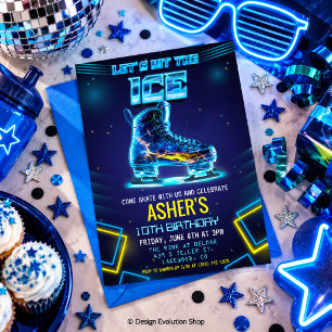 Invitación de cumpleaños de patinaje sobre hielo c