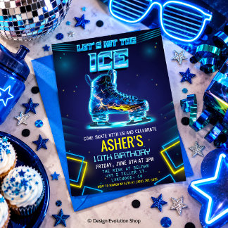 Invitación de cumpleaños de patinaje sobre hielo c