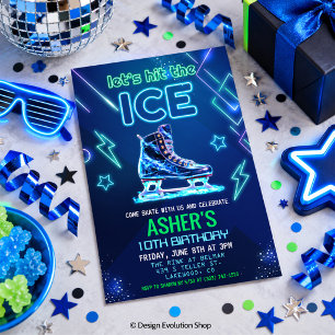 Invitación de cumpleaños de patinaje sobre hielo c