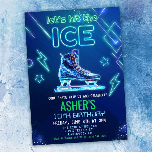 Invitación de cumpleaños de patinaje sobre hielo c
