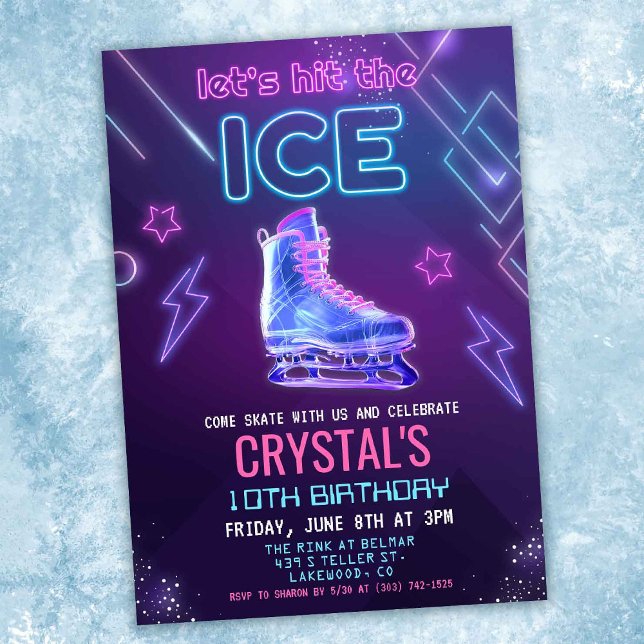 Invitación de cumpleaños de patinaje sobre hielo c (Subido por el creador)