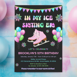 Invitación de cumpleaños de patinaje sobre hielo d