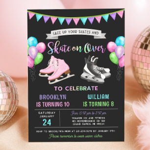 Invitación de cumpleaños de patinaje sobre hielo d