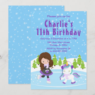 Invitación de cumpleaños de patinaje sobre hielo d