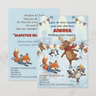 Invitación de cumpleaños de patinaje sobre hielo S