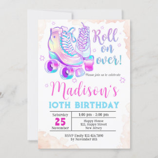 Invitación de cumpleaños de patinaje sobre ruedas 