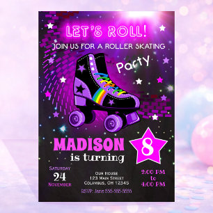 Invitación de cumpleaños de patinaje sobre ruedas