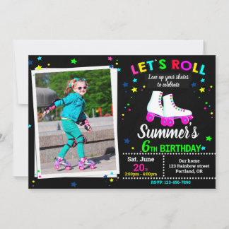 Invitación de cumpleaños de patines de ruedas - Fi