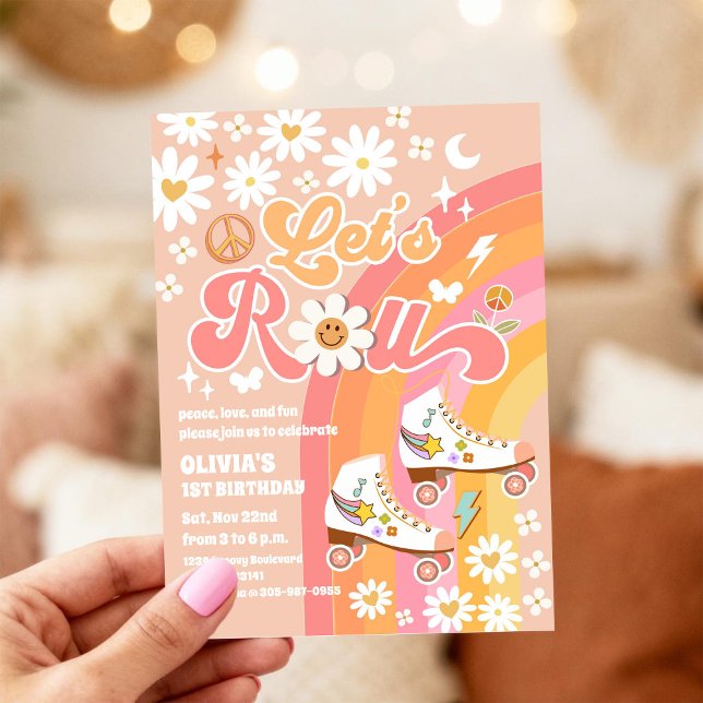 Invitación de cumpleaños de patines retro sobre ru (Subido por el creador)