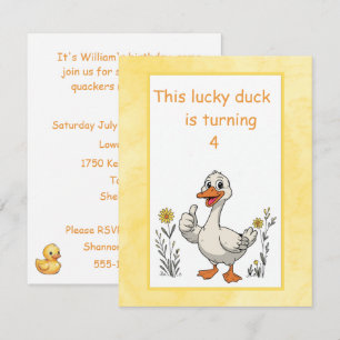 Invitación de cumpleaños de Pato Afortunado para d