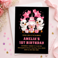 Invitación de cumpleaños de pato Kawaii dulce