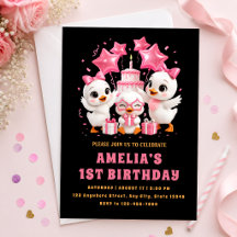 Invitación de cumpleaños de pato Kawaii dulce