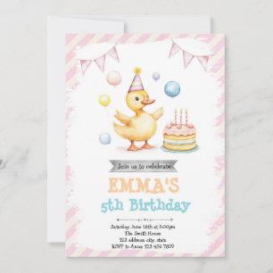 Invitación de cumpleaños de pato lindo