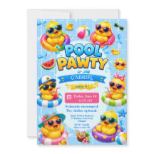Invitación de cumpleaños de pato para fiesta en pi
