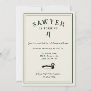 Invitación de cumpleaños de pato personalizada